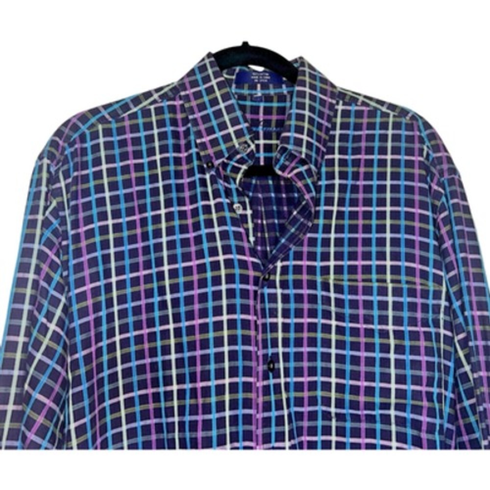 Alan Flusser Sz M 100% Cotton Plain Button Down Shirt Office Preppy